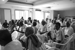 Patients waiting to be called up for registration.