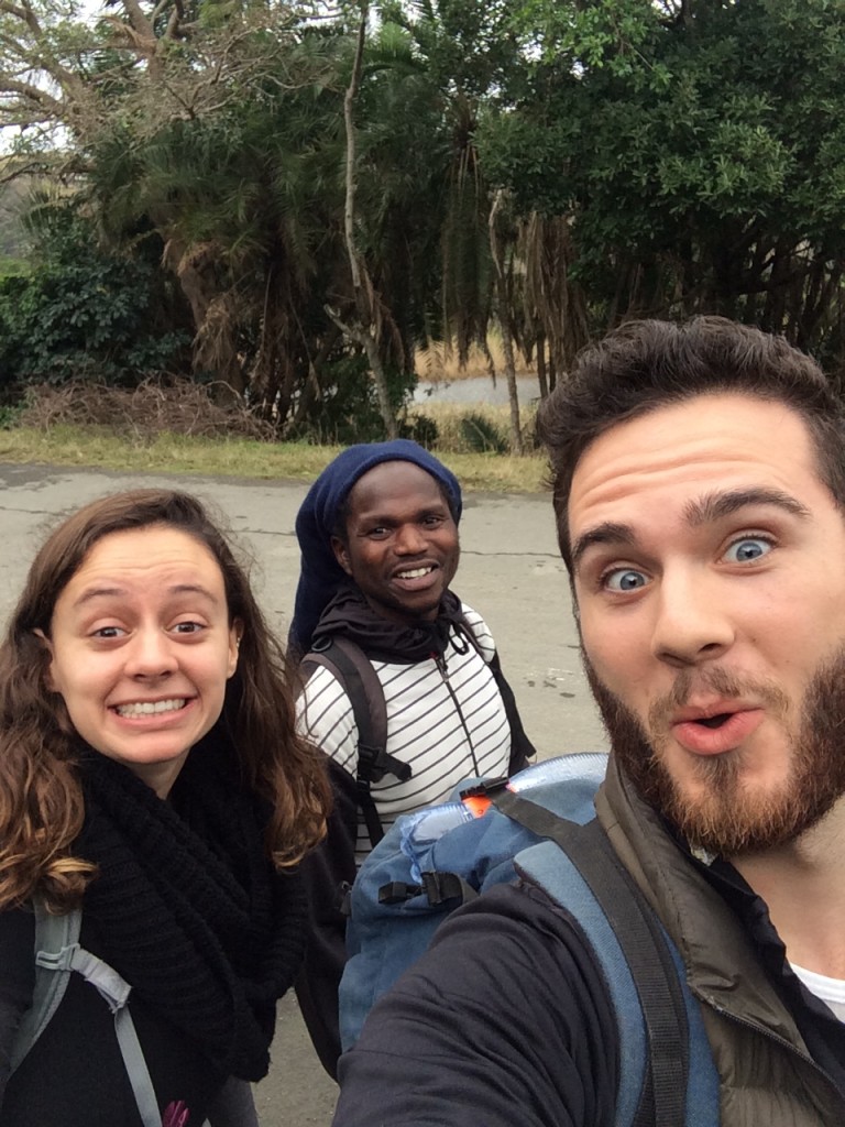 Kate, Sipho, and myself excited to leave the backpackers in Port St. Johns and begin the five-day backpacking journey through the "Wild Coast"