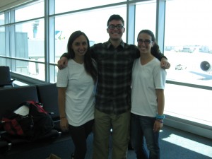 Caroline, Ty, and I about to board the plane to go to Uganda.