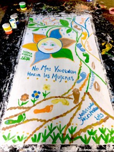 One section of the mural, painted by the women in a women's cooperative, "Pajaro Flor"