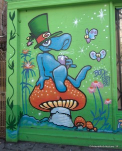 Mural outside of Happy High Herbs