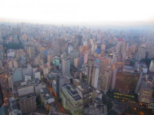 View of the economic disparity hidden within the skyscrapers of Sao Paulo.