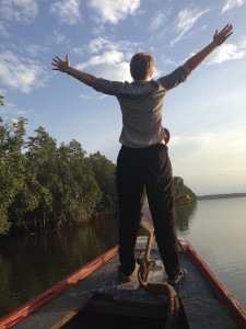 Looking towards the future on a boat trip in the Gambian river.