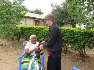Giving the symbolic gift of sugar to a customer after administering our survey
