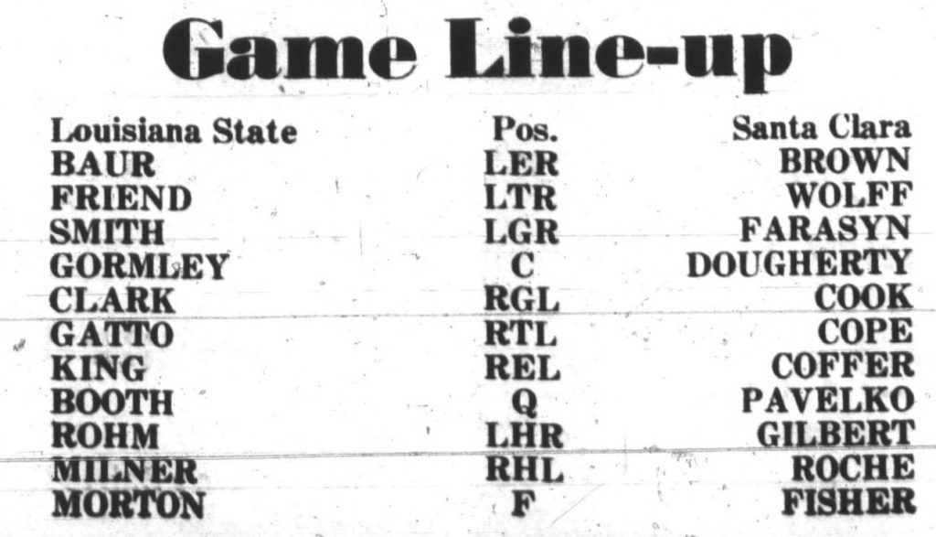 1937 Sugar Bowl game line up. 
