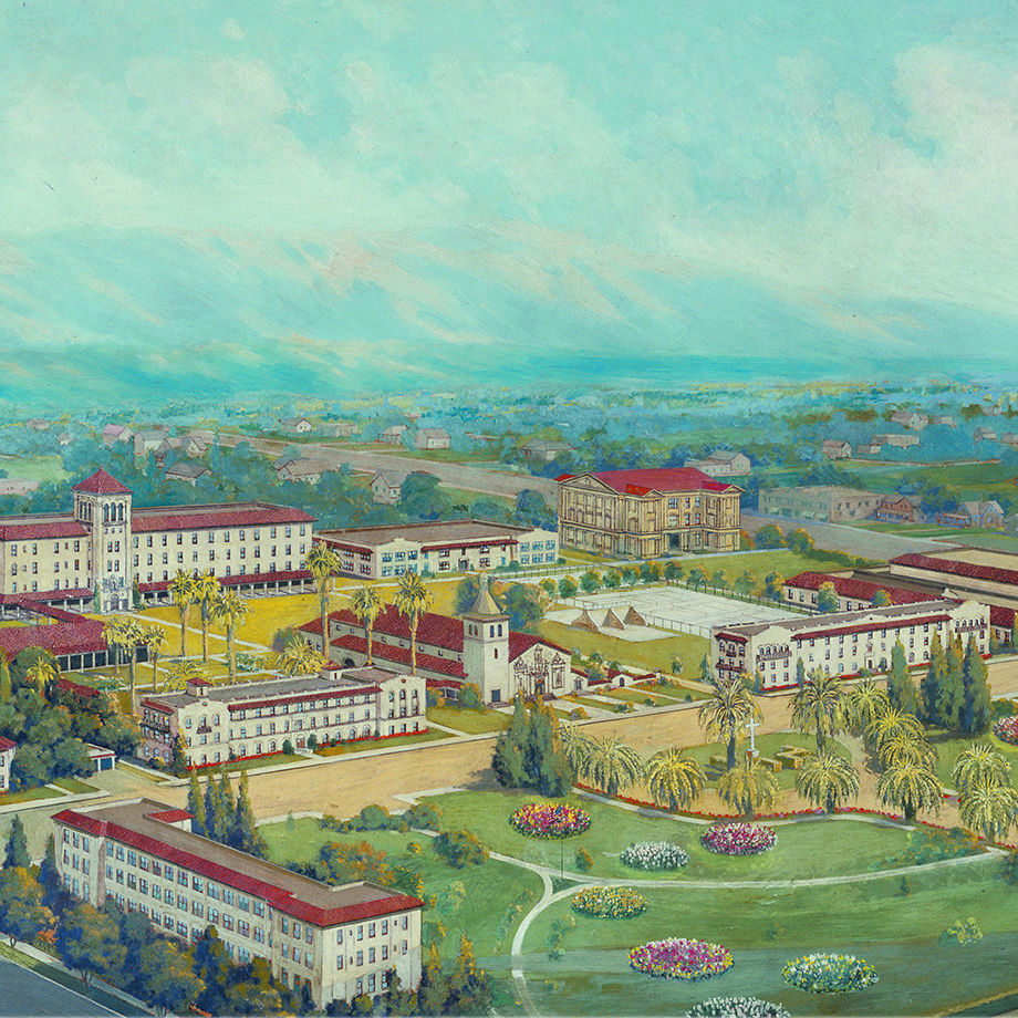 artistic representation of SCU campus in 1933