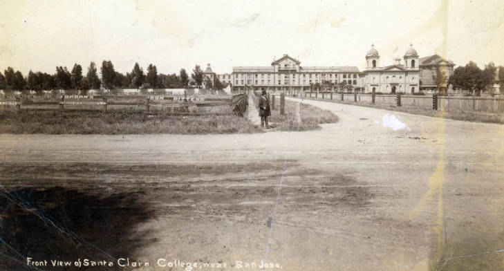 Front view of Santa Clara College circa 1890