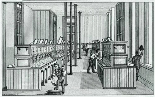 Communal washroom with multiple sinks