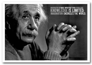 Framed-Art Print-09667-Albert Einstein Imagination Is More Important-Text Quotes-Giclee Paper-A