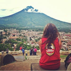 Sitting on Cerro de la Cruz, looking out over Antigua and el Volcan de Agua 