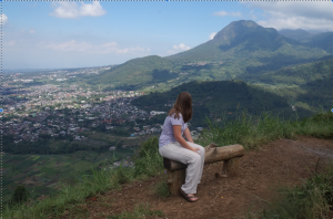 Looking out onto the peaceful landscape in Malang that we would paraglide over soon after