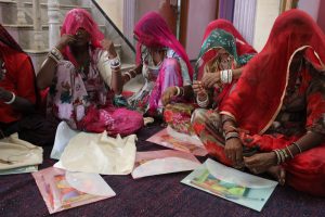 We initially arrived in Barmer to assist and observe during the five-day in-residence Craft Manager Workshop that Rangsutra held. Women practiced several skills during the workshop, in addition to learning about fair wages and other compliance standards that Rangsutra workers must follow. 