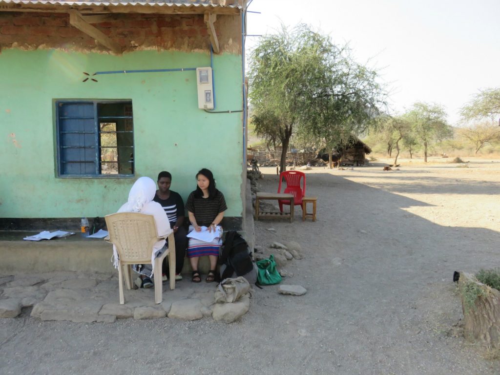In this picture, Revina and I are surveying a Solar Sister Entrepreneur in Karatu. We conducted the interview outside of her restaurant. She is an amazing woman and takes care of over 10 orphans and ran